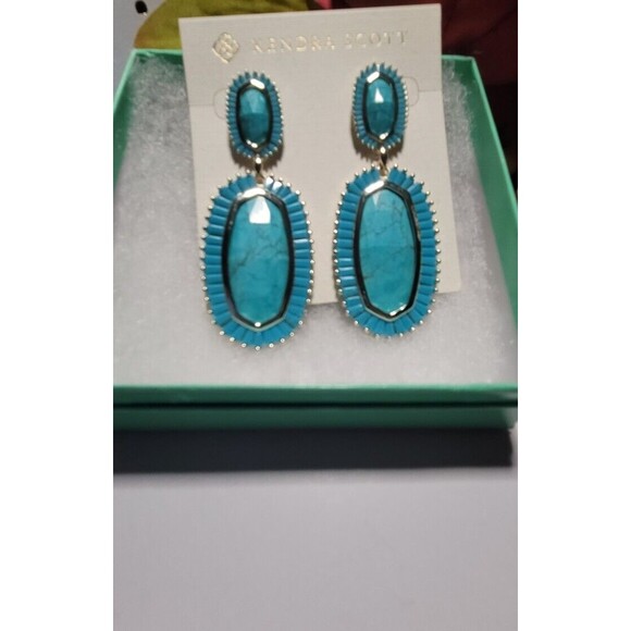 Vintage Kendra Scott Kaki Earrings Turquoise - Picture 9 of 14